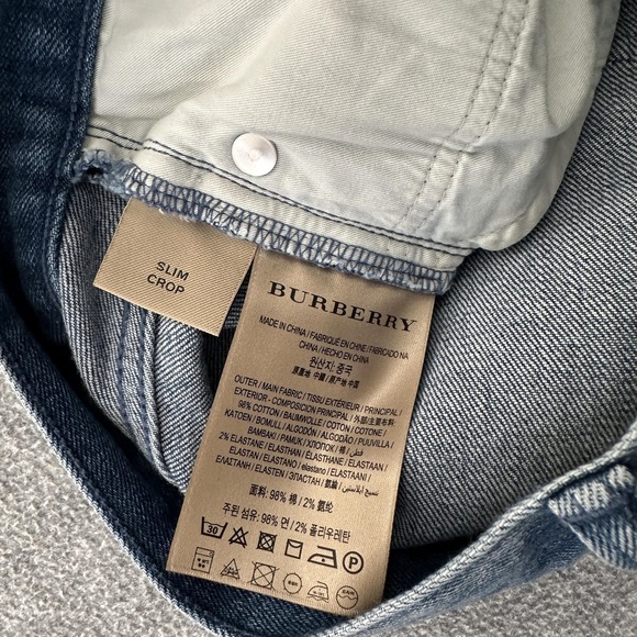 Burberry Jeans Womens 29 Mid Rise Slim Crop Blue Wash Frayed Hem Stretch Denim - Picture 6 of 9
